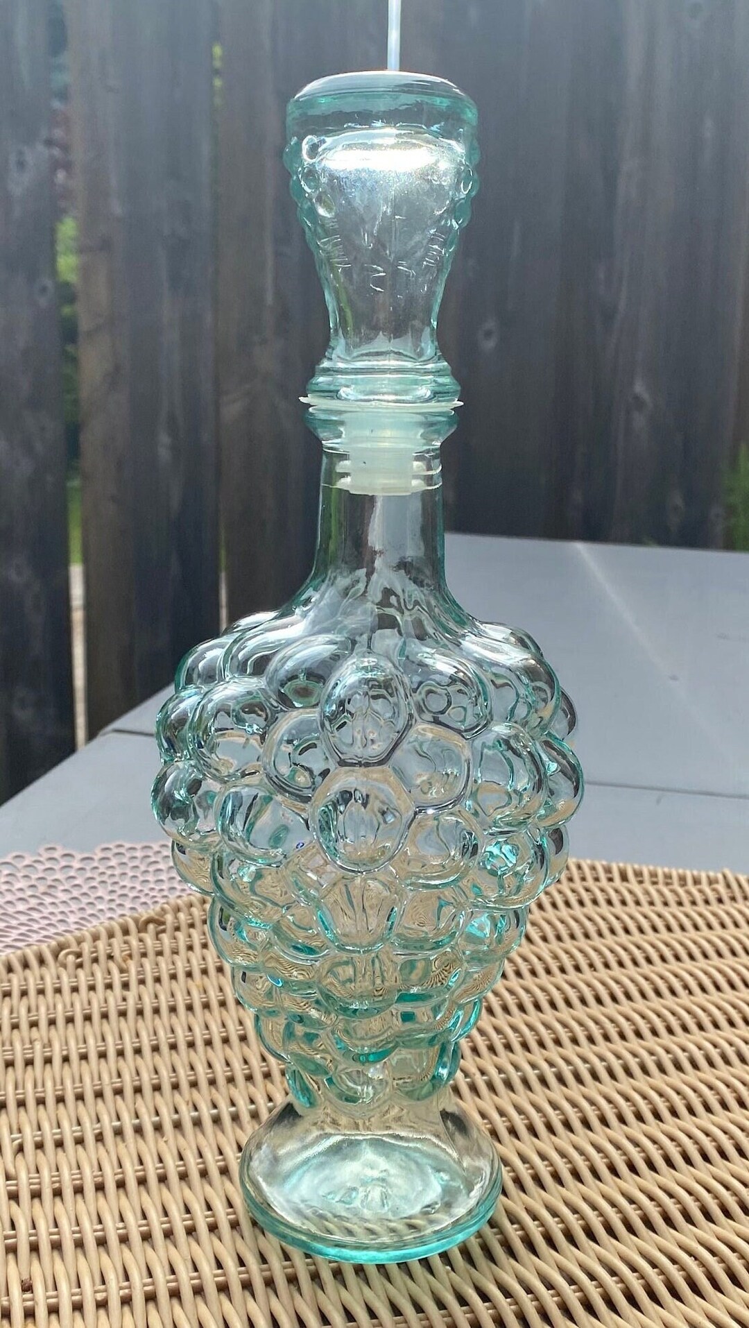 Vintage Mid-century Modern Italian Bubble Aqua Glass Decanter - Etsy