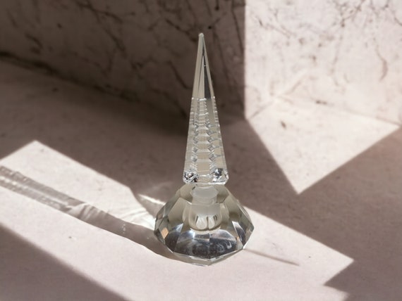 Vintage Hoya Crystal Pagoda Perfume Bottle With P… - image 1