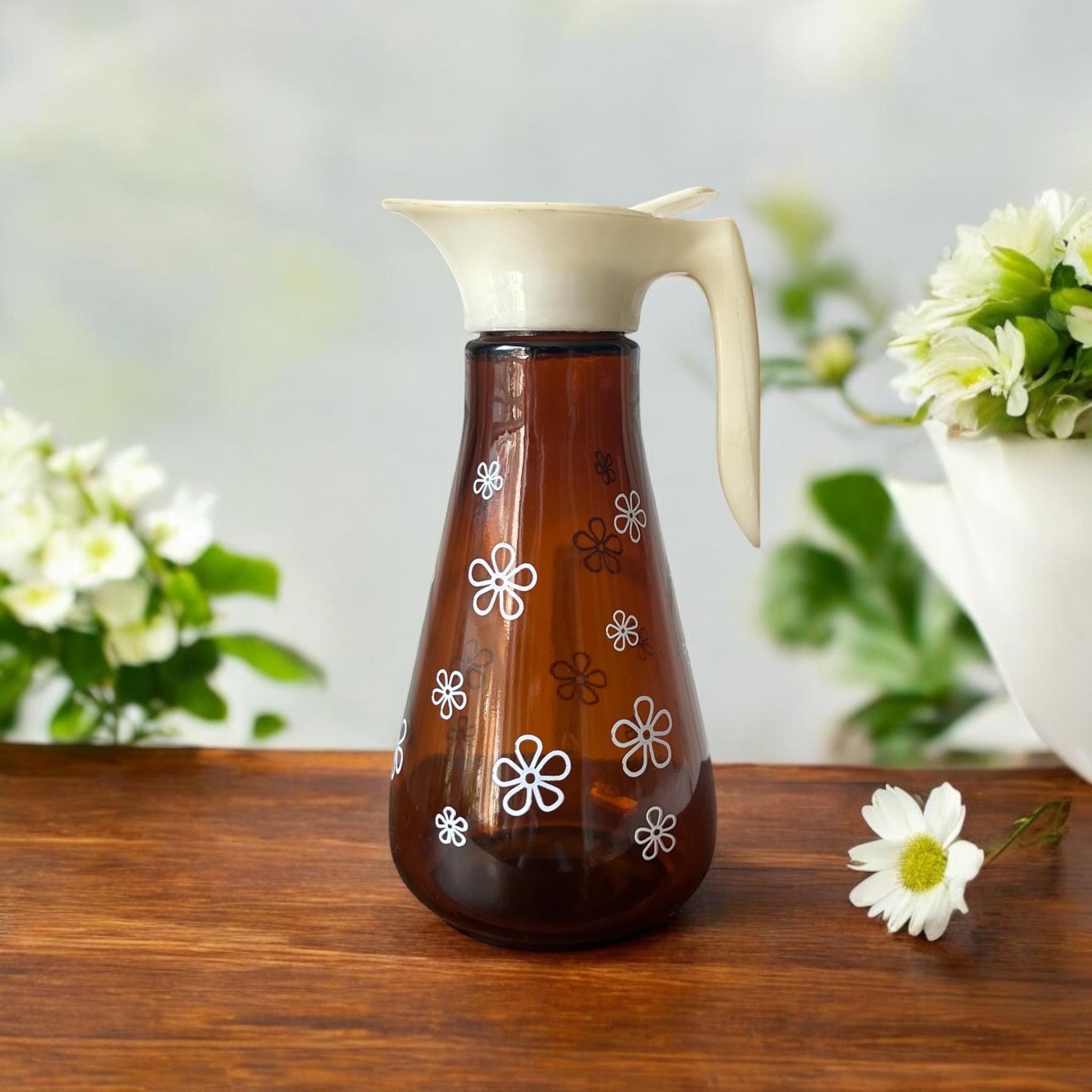 ヴィンテージ サッチャー ブラウン ガラス シロップ ピッチャー