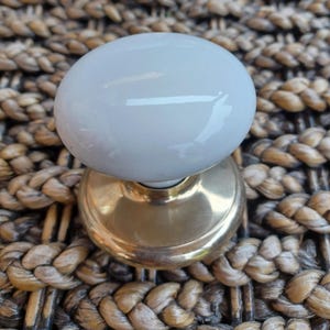 Vintage White Ceramic Doorknobs Brass Backplates Gainsborough Hardware Industry Australia 204 Sold in Sets of 2