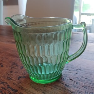 Vintage Green Glass Jeanette Honeycomb Pitcher Depression Glass