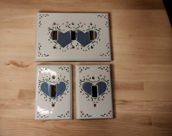 Vintage Porcelain Light Switch Cover Single Switch Triple Switch Handpainted Light Switch Plate All Fired Up Ltd. Canada
