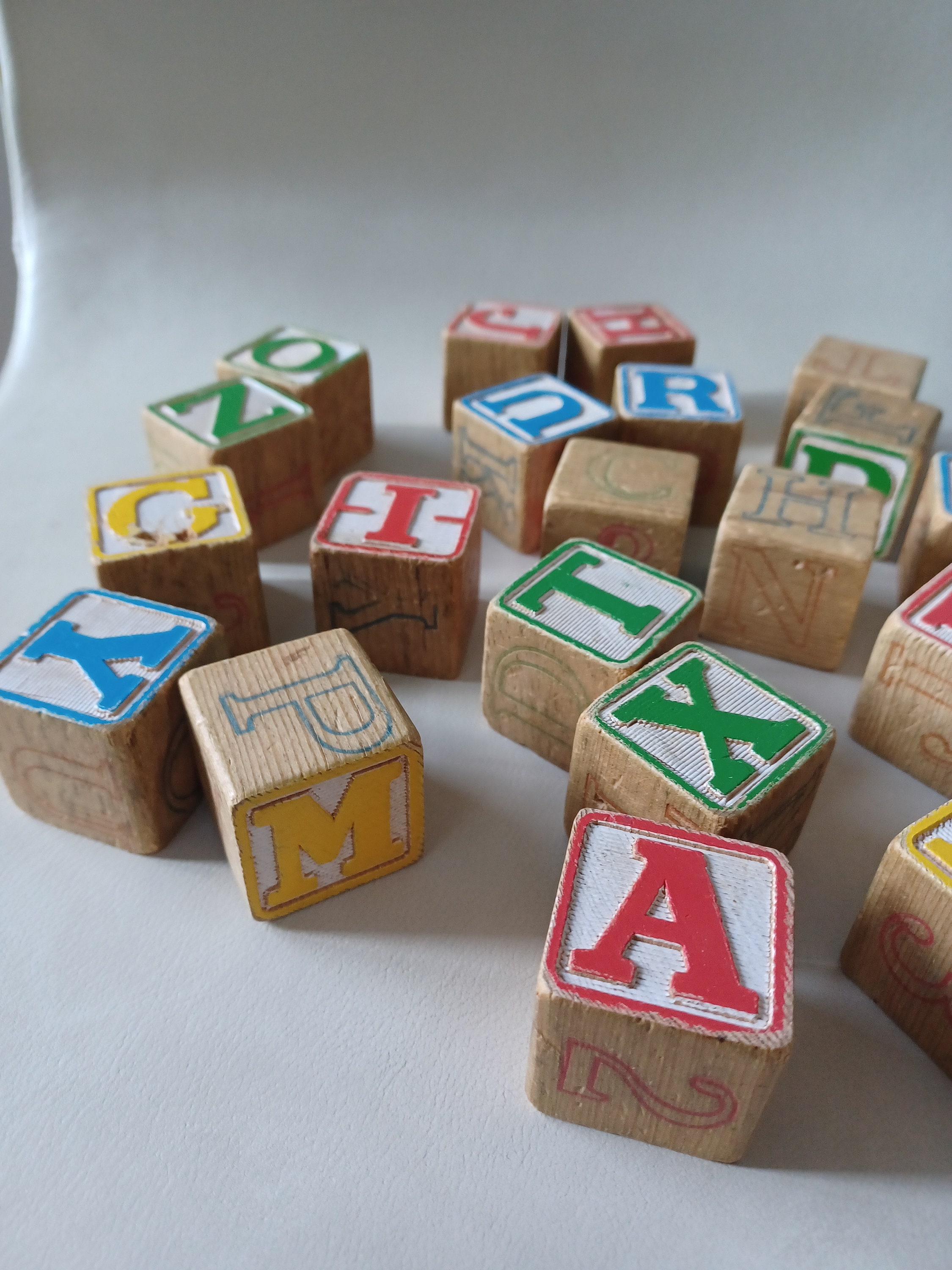 Vintage Wooden Alphabet Blocks Set of 20 Etsy
