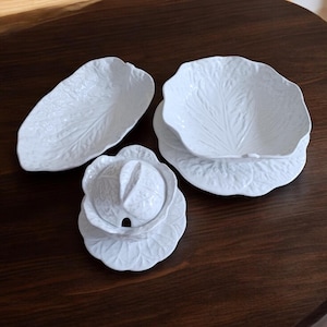Vintage Genin Trudeau Made in Portugal White Cabbage Leaf Replacement Serving Pieces Mix and Match