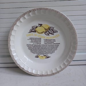 Vintage Royal China Jeannette Tarte Au Citron Meringuée/Lemon Meringue Pie Recipe In French En Francais Pie Plate Made in U.S.A