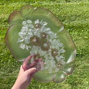 Vintage Mikasa Rosella Frosted Glass Pink Glass Accents Serving Dish