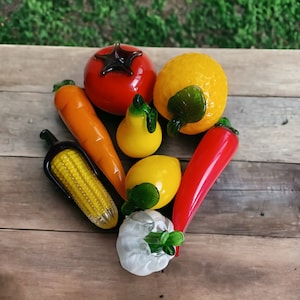 Vintage Alco Murano Like Art Glass Fruits and Vegetables Table Decor