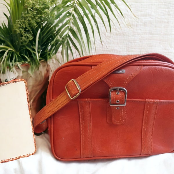 Vintage Samsonite Caribbean Burnt Orange Travel Bag Overnight Bag Carry All Luggage