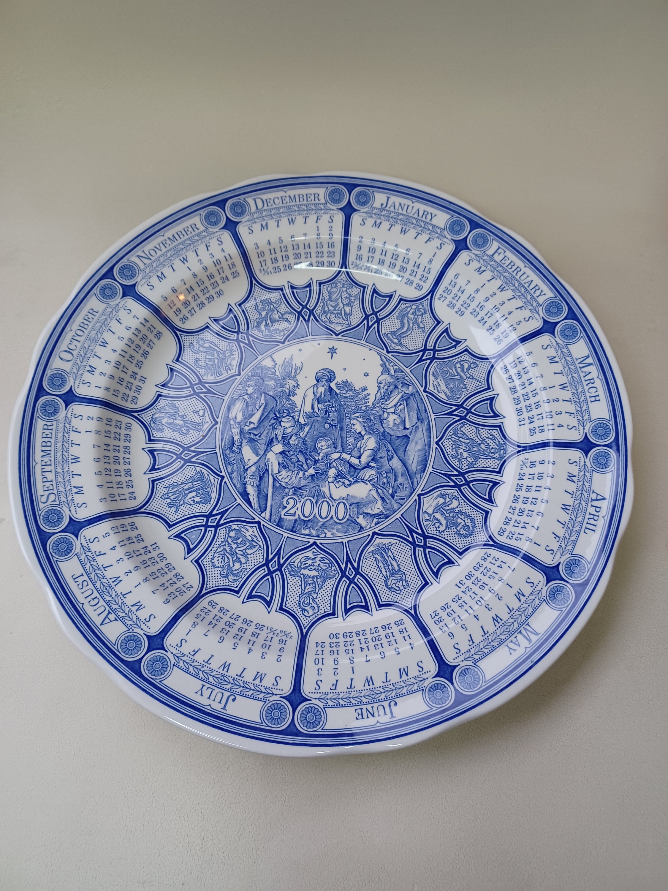 Vintage 2000 Spode Calendar Blue Italian Plate - Blue Room