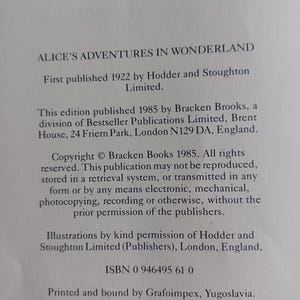 Vintage Alice's Adventures in Wonderland Lewis Carroll Hardcover Book ...