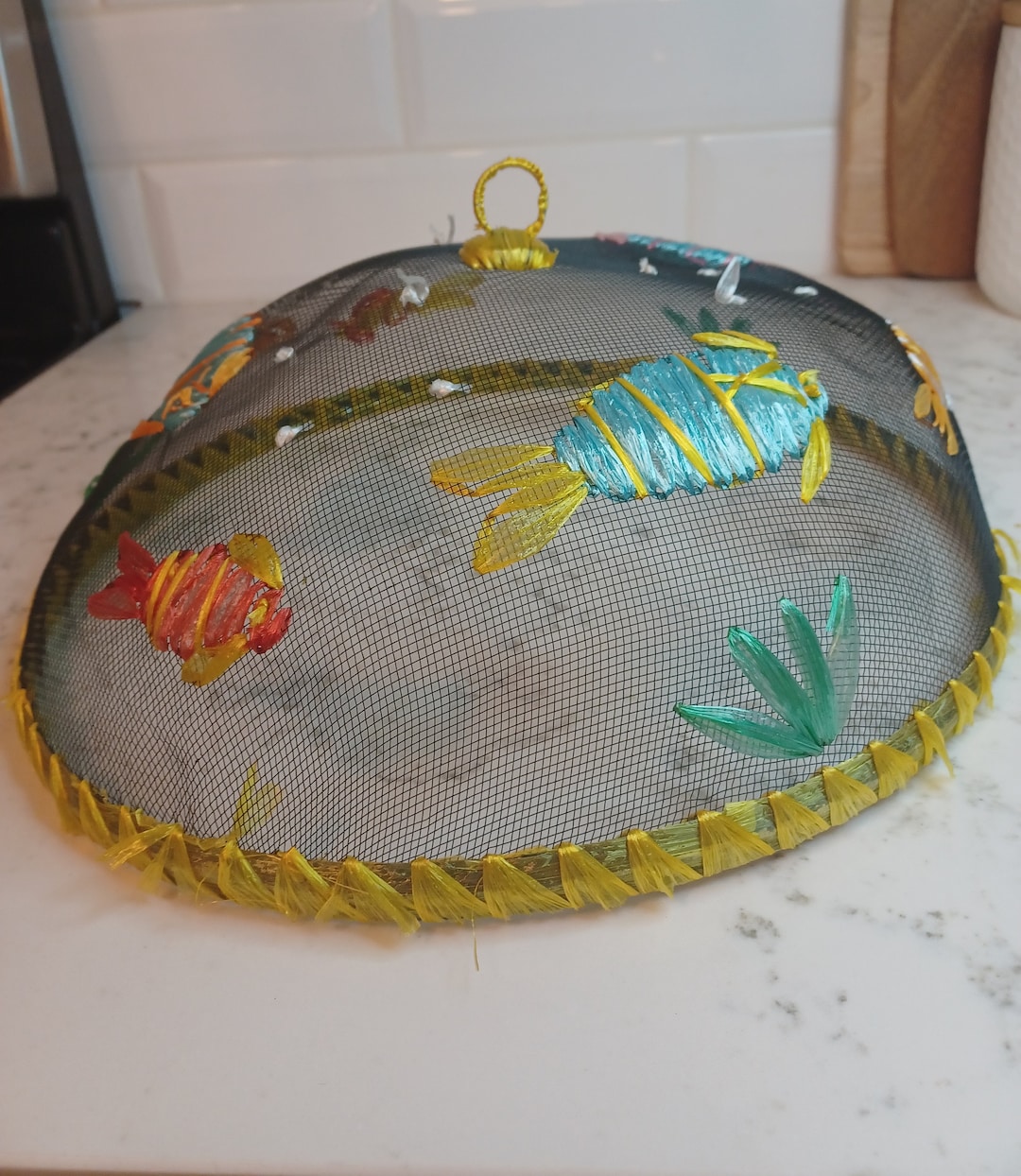 Vintage Mesh and Seagrass Food Cover for Outdoor Dining Etsy