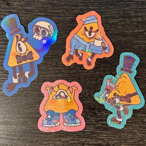 BILL CIPHER Gravity falls Waterproof, Holographic Stickers