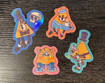 BILL CIPHER Gravity falls Waterproof, Holographic Stickers