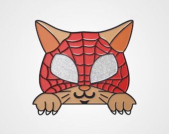 Spiderman Spider Kitty Meows Morales Enamel Pin Spider Cat Glitter Eyes Stocking Stuffer