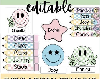 Checkered Pastel Back to School Bulletin Board Editable Clipart - Organize and Inspire with this Bulletin Board