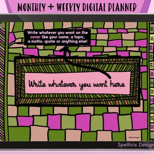 Wild Digital Planner Weekly & Monthly Undated Hand Drawn Minimalist Hyperlinked PDF for Goodnotes, Notability, Apps for the iPad, Android