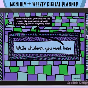 Grungy Digital Planner Weekly & Monthly Undated Hand Drawn Minimalist Hyperlinked PDF for Goodnotes, Notability, Apps for the iPad, Android