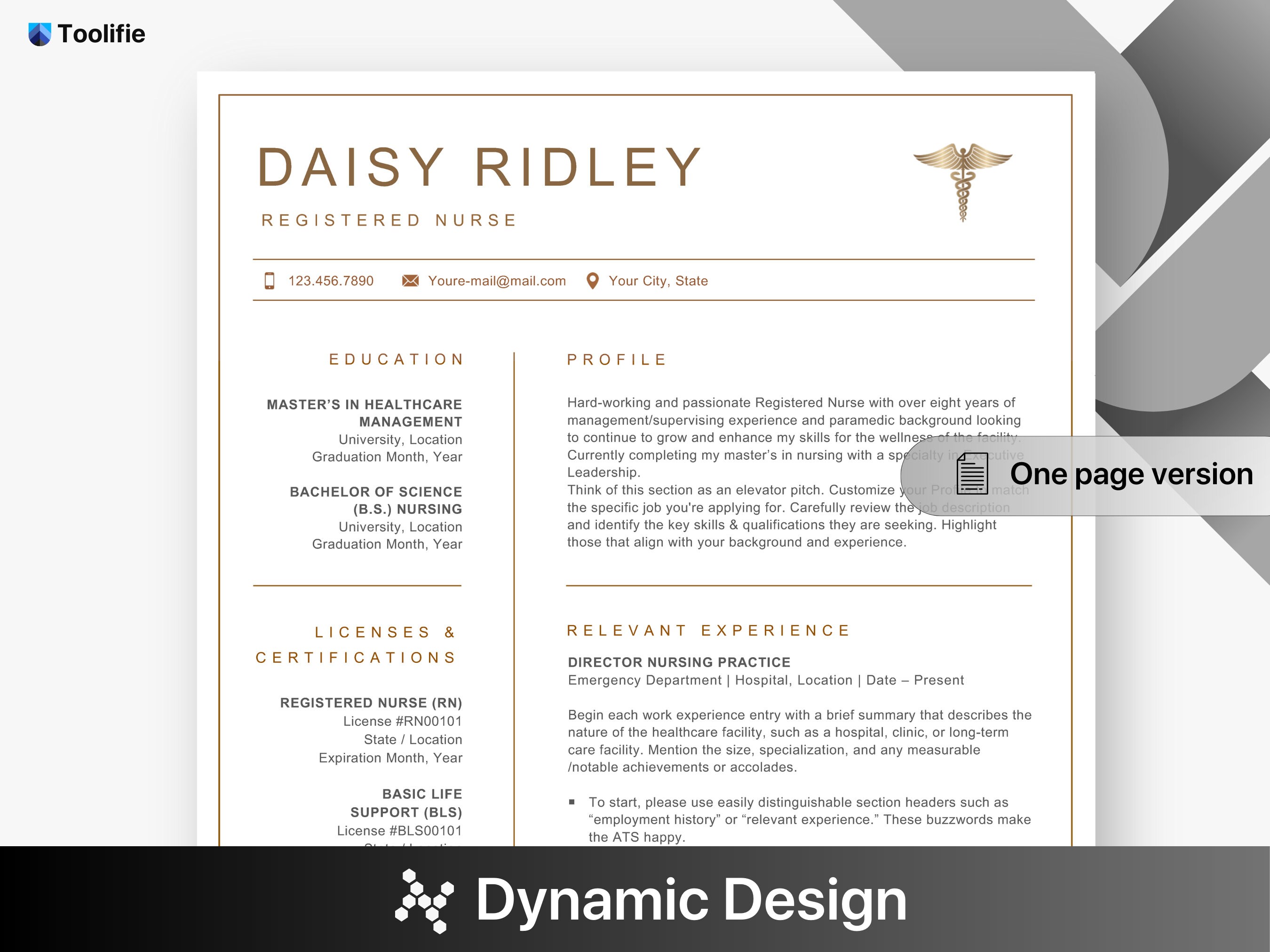 Nursing Resume Template for Google Docs, Word & Pages, Registered Nurse ...