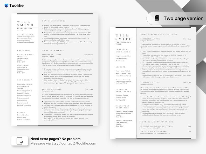 Modern Resume Template for Google Docs, Word and Apple Pages Resume, 1 ...