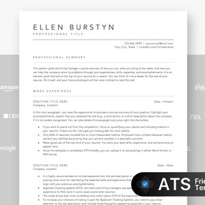 ATS Friendly Resume Template for Google Docs, Word and Pages Resume, ATS Compatible Resume Template