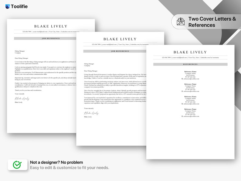 ATS Friendly Resume Template for Microsoft Word and Google Docs, Cover ...