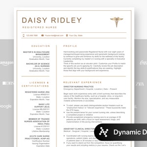 Nursing Resume Template for Google Docs, Word & Pages, Registered Nurse Resume, Remote Nurse, New Grad Nurse Practitioner Resume Template