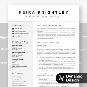 2024 Teacher Resume Template for Google Docs, Word & Pages | Substitute, Teaching Assistant, Elementary, High School, Student Teacher Resume