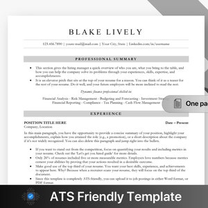 ATS Friendly Resume Template for Microsoft Word and Google Docs, Cover ...