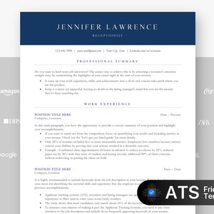 ATS Friendly Resume Template for Google Docs, Word and Pages Resume, ATS Compatible Resume Template