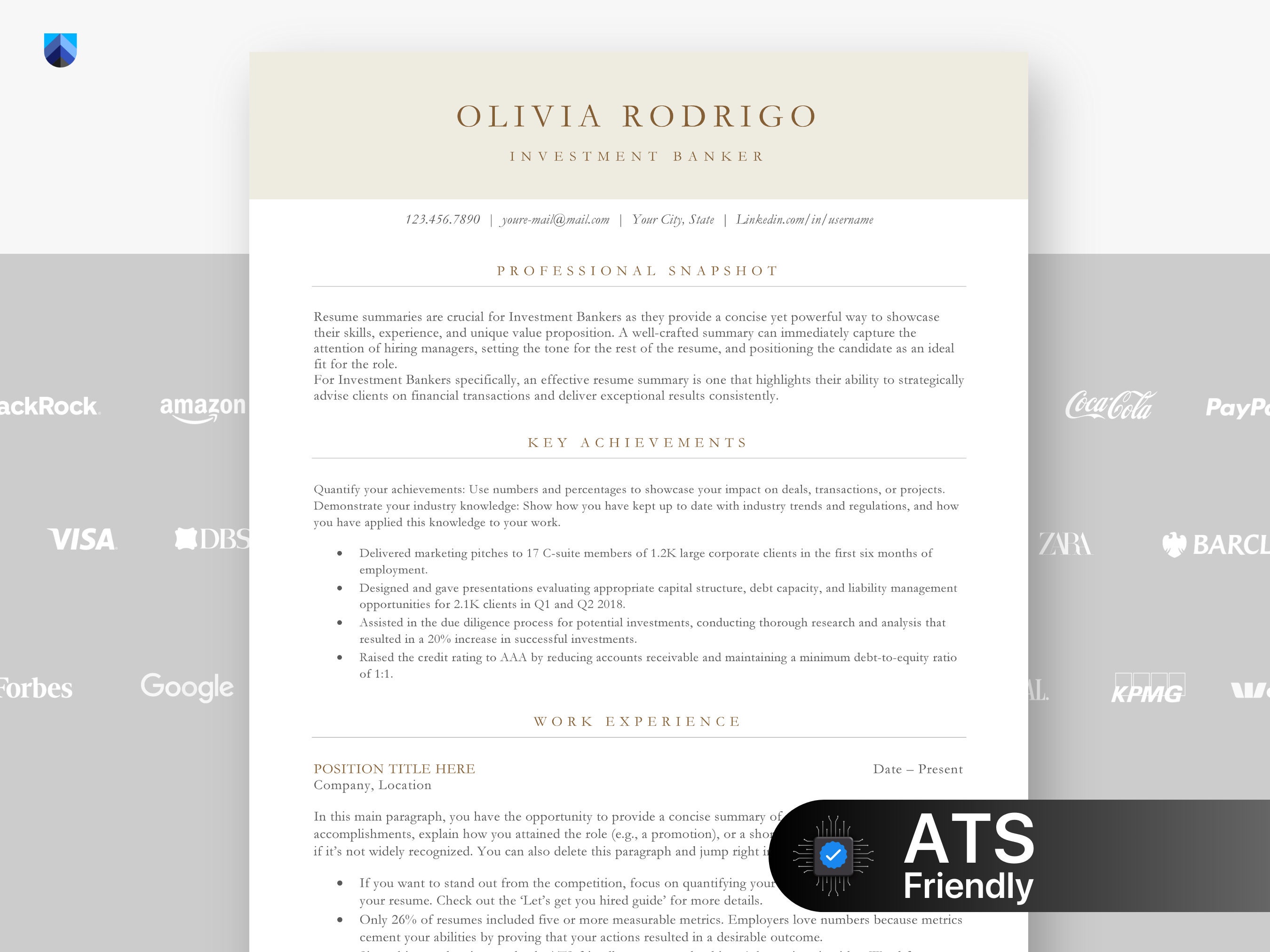 Google Docs - ATS Friendly Resume Template for Word, Google Docs and ...