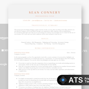 ATS Friendly Resume Template for Google Docs, Word and Pages Resume, ATS Compatible Resume Template