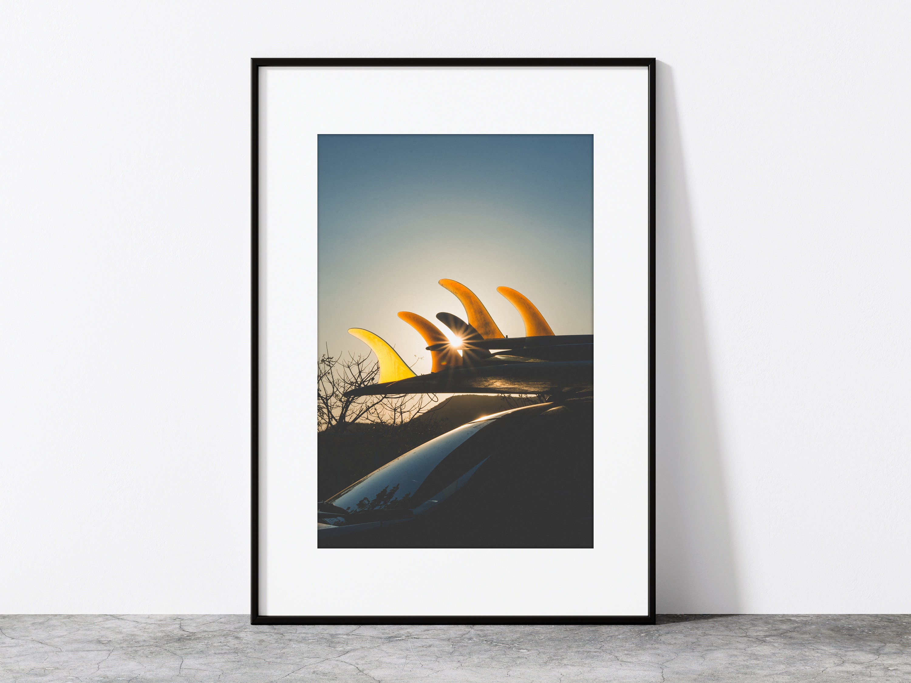 Decoración del hogar Tabla de surf Surf Art Sunset Car Surf Trip Foto Longboard Impresión Arte minimalista Tabla de surf Ocean Beach Wall Surf Indonesia Decoración