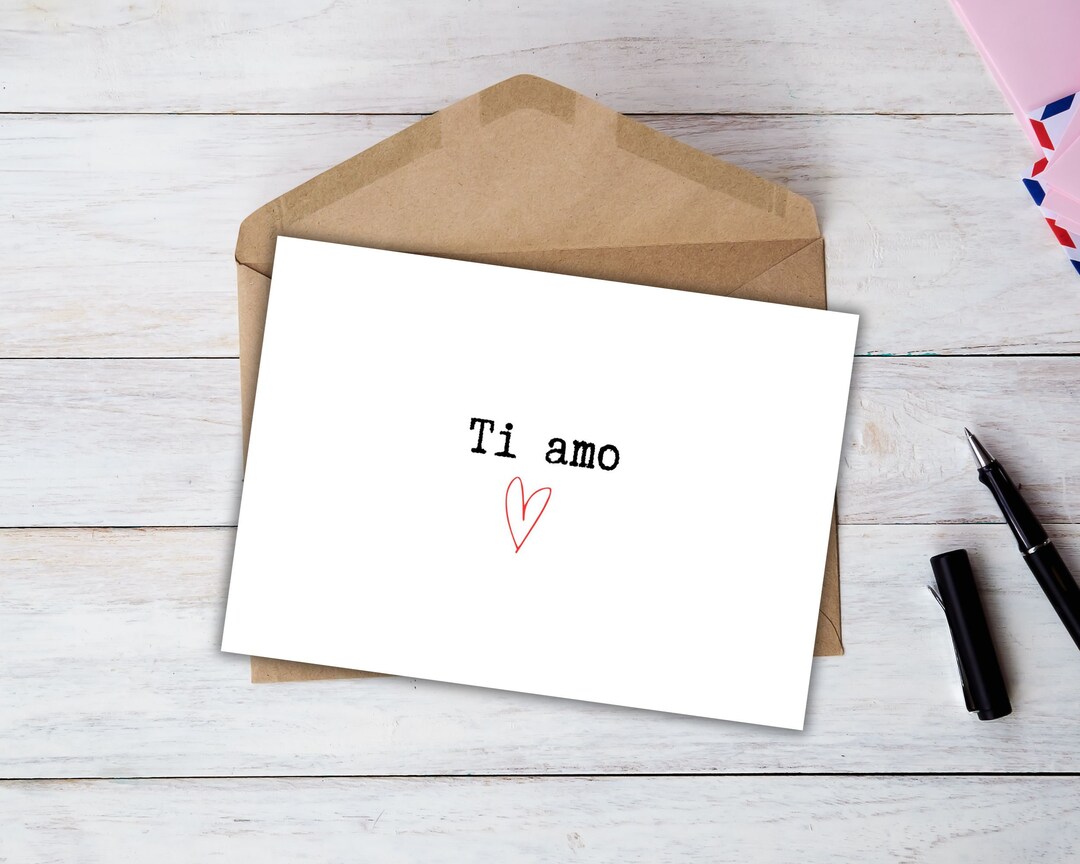 Printable Love Quote Card Instant Download 7x5 Inch, Ti Amo, Card for ...