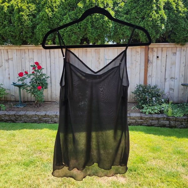 Y2K Vintage,  Notations Sheer Cami, Minimalist Aesthetic, Black, Size Small, Night Out, Full Glam,