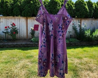 Y2k Vintage Deadstock, Sears Enchanting, Purple Floral, Slip Dress,