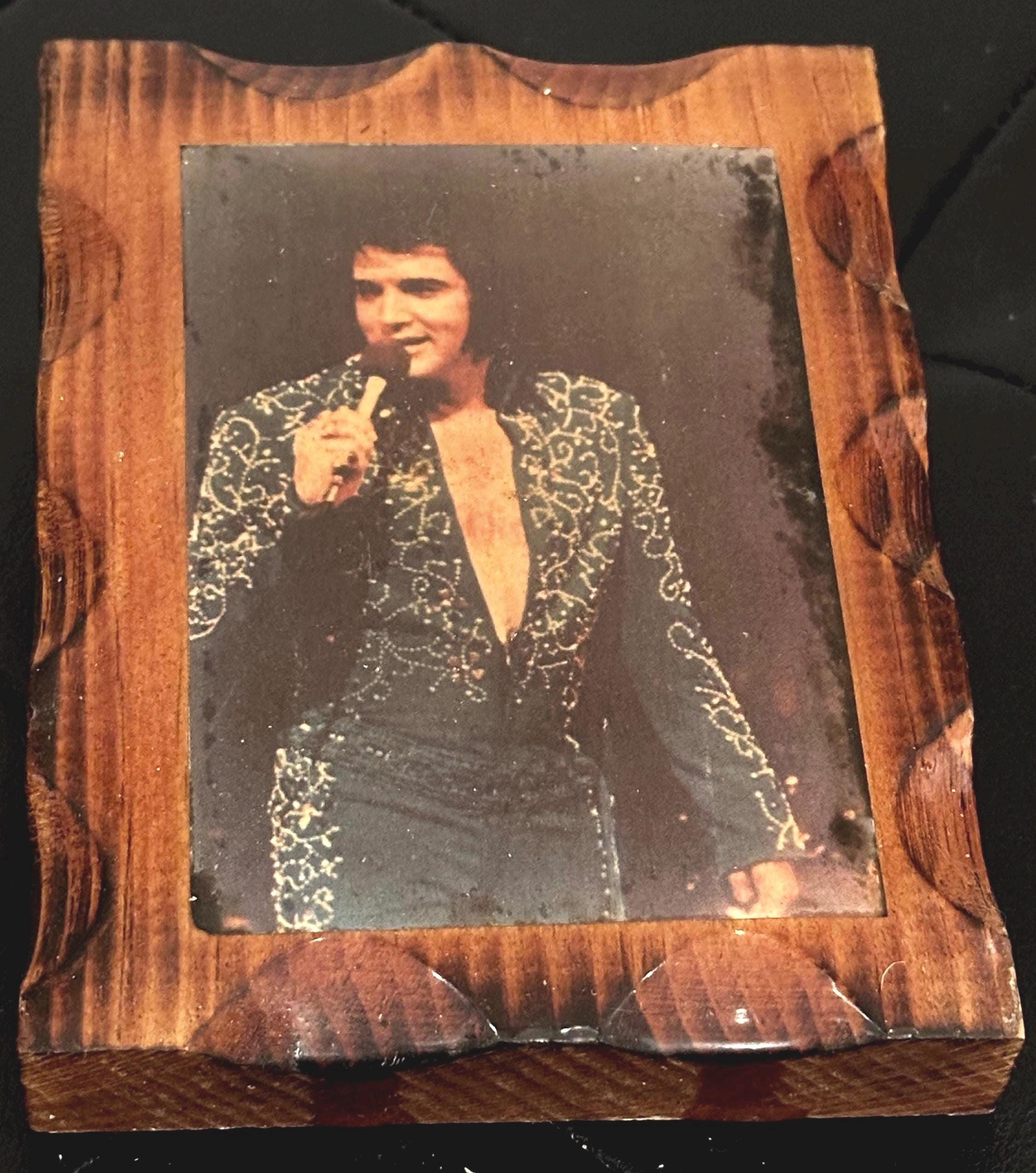 Elvis Presley Vintage 1970's Photo Singing Onstage Polyurethaned