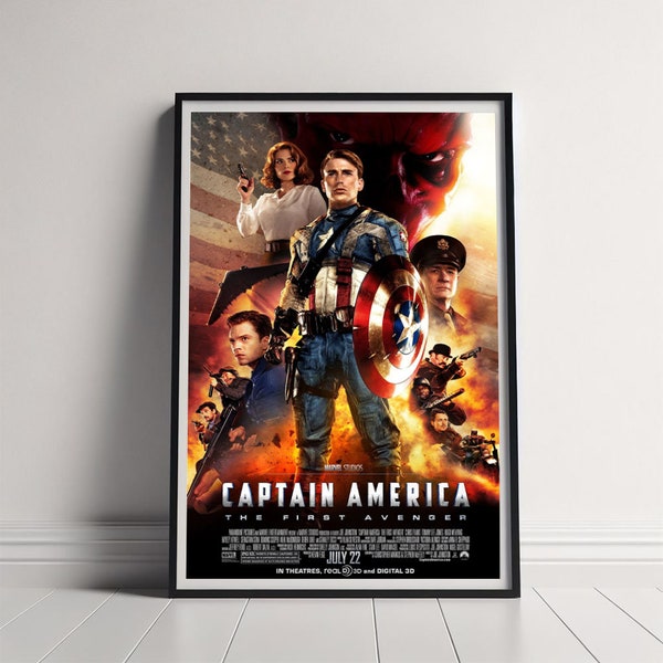 Captain America The First Avenger Movie Poster, Canvas Poster Printing, Classic Movie Wall Art for Room Decor, Unique Gift Idea