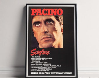 Scarface Movie Poster, Canvas Poster Printing, Classic Movie Wall Art for Room Decor, Unique Gift Idea