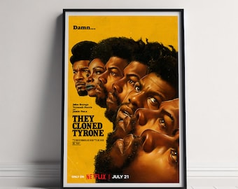 They Cloned Tyrone Movie Poster, Canvas Poster Printing, Classic Movie Wall Art for Room Decor, Unique Gift Idea