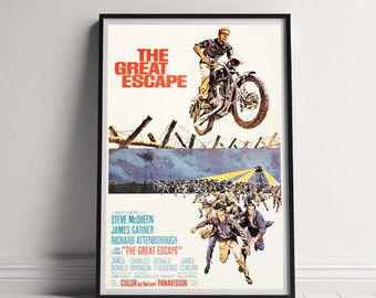 The Great Escape Movie Poster, Canvas Poster Printing, Classic Movie Wall Art for Room Decor, Unique Gift Idea