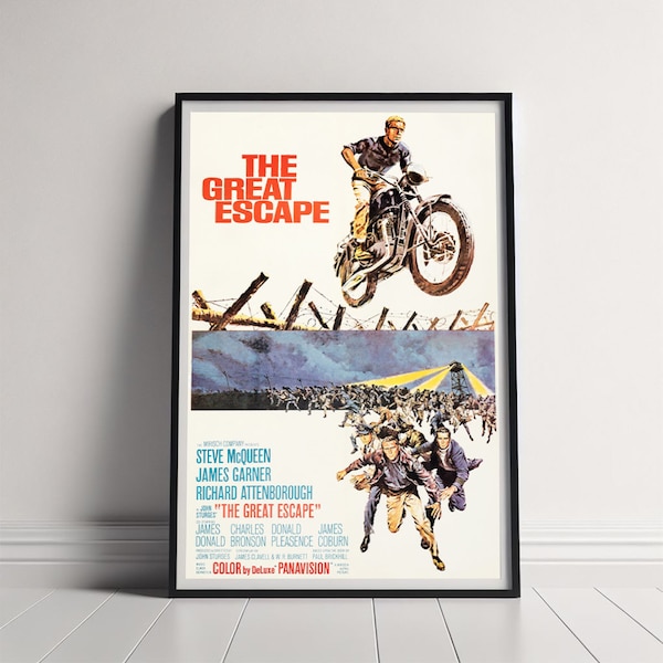 The Great Escape Movie Poster, Canvas Poster Printing, Classic Movie Wall Art for Room Decor, Unique Gift Idea