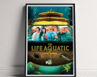 The Life Aquatic mit Steve Zissou Filmplakat, Leinwanddruck, klassischer Film, Wandkunst für Raumdekor, einzigartige Geschenkidee