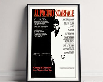 Scarface Movie Poster, Canvas Poster Printing, Classic Movie Wall Art for Room Decor, Unique Gift Idea
