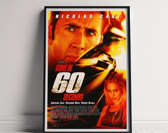 Gone in 60 Seconds Movie Poster, Canvas Poster Printing, Classic Movie Wall Art for Room Decor, Unique Gift Idea