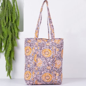 Handmade Indian Printed Quilted Cotton Tote Bag