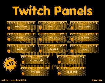 Honig, Bienenwabe, Bienenstock, Einfach, Twitch Discord Stream, Panels für Streamer, Sofort Download/Bereit zur Verwendung