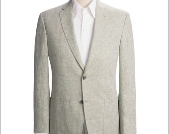 Men's Grey Pure Linen Notch Lapel Blazer for Summer for Men Wedding Beach Party Wear Blazer For Men.