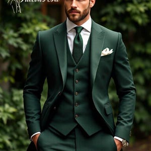 Men Dark Emerald Green 3-Piece Suit - Wedding Groom Wear Suit -Dinner Suit -Slim Fit Gift For him Elegance for Formal . Summer wedding suit