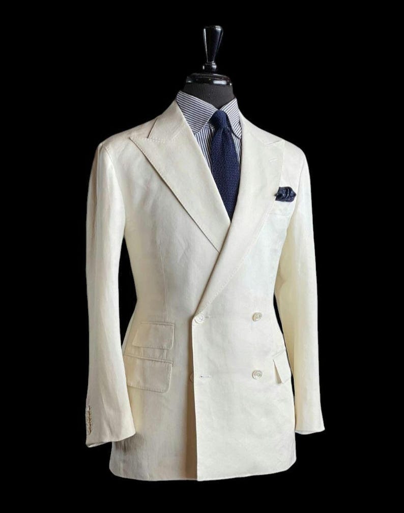 Abilene Off White Double Breasted Linen Blazer main image 0