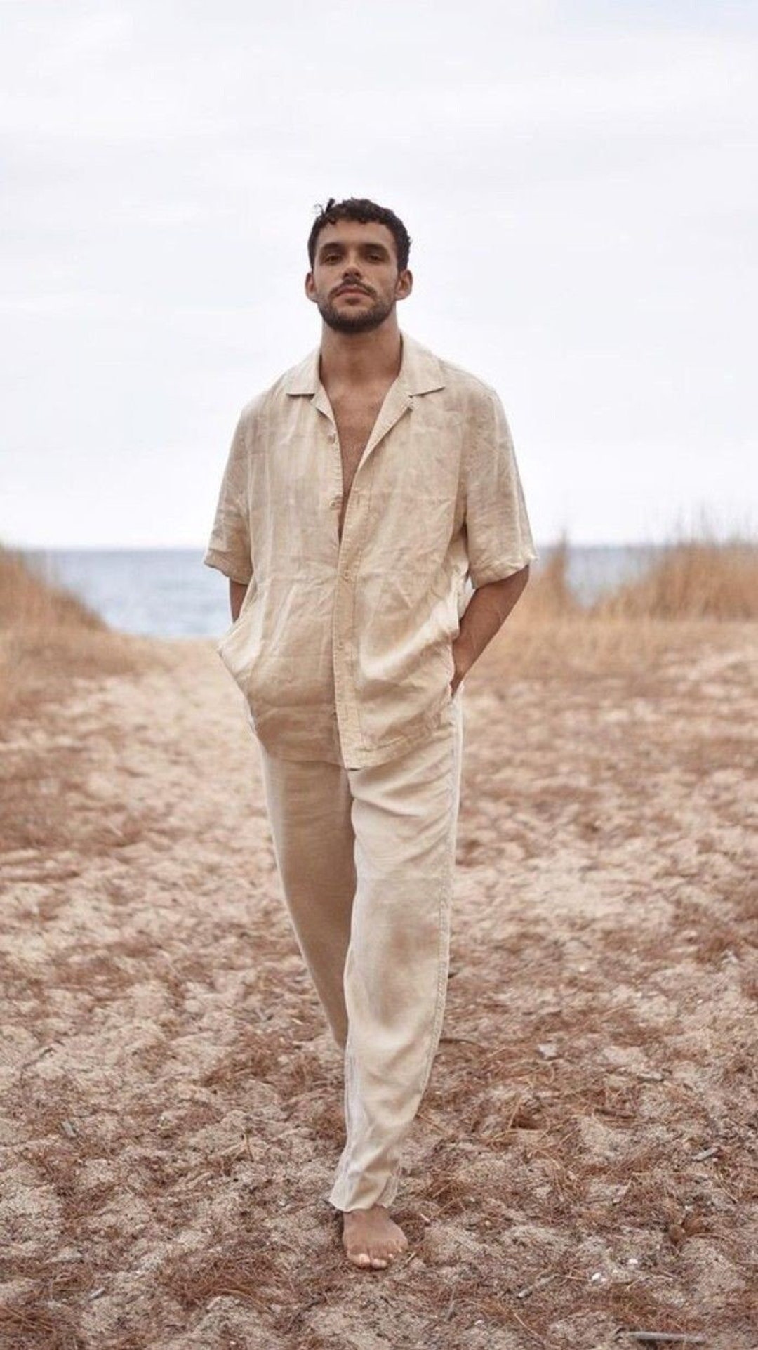 Men's Beige Linen Shirt Pant Set | 100%cotton Linen Set for Men's | Hot ...